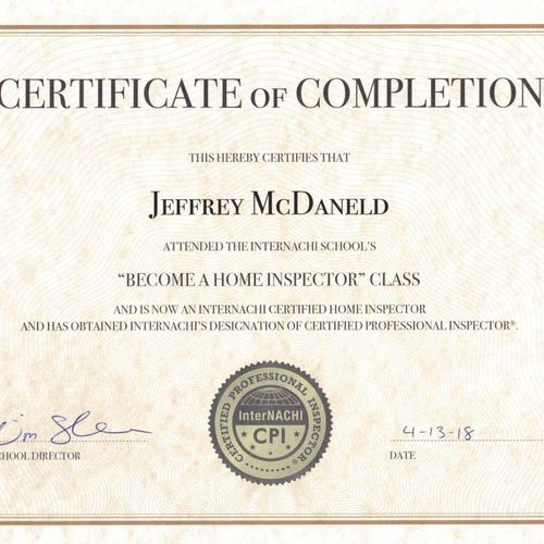 Inspection Certificate