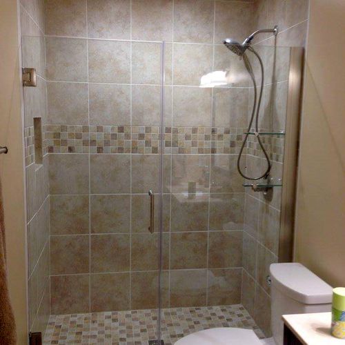Complete bathroom renovation with a new tile showe
