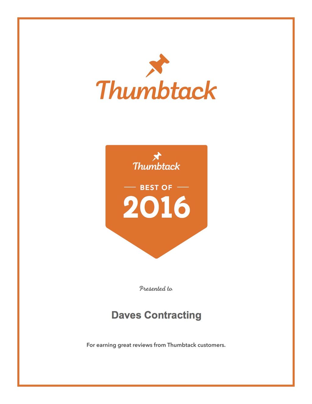 Best of 2016 Awarded by Thumbtack