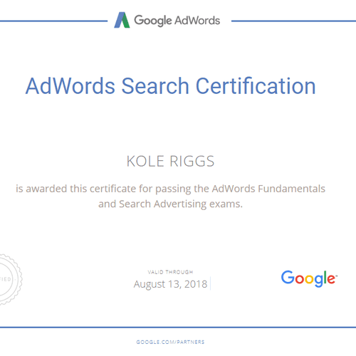 Google Adwords advanced search marketing certifica