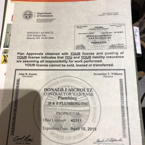 License OH 45311 exp 2019 