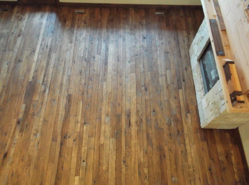 Hand scraped hickory flooring stained provincial