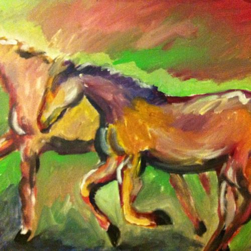 wild horses painting