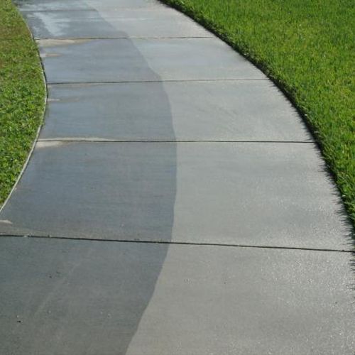 Before and After of pressure washing concrete
