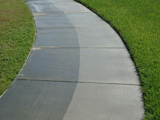 Before and After of pressure washing concrete