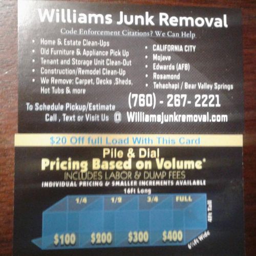 biz card /pile and dial pricing