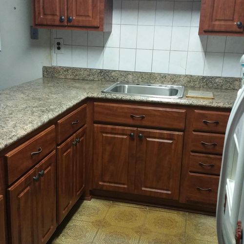 all new doors, countertop, sink, draw boxes, hardw