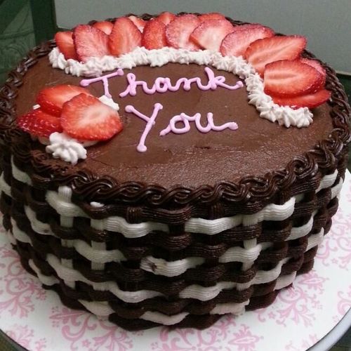 Chocolate cake with strawberry mousse filling and 