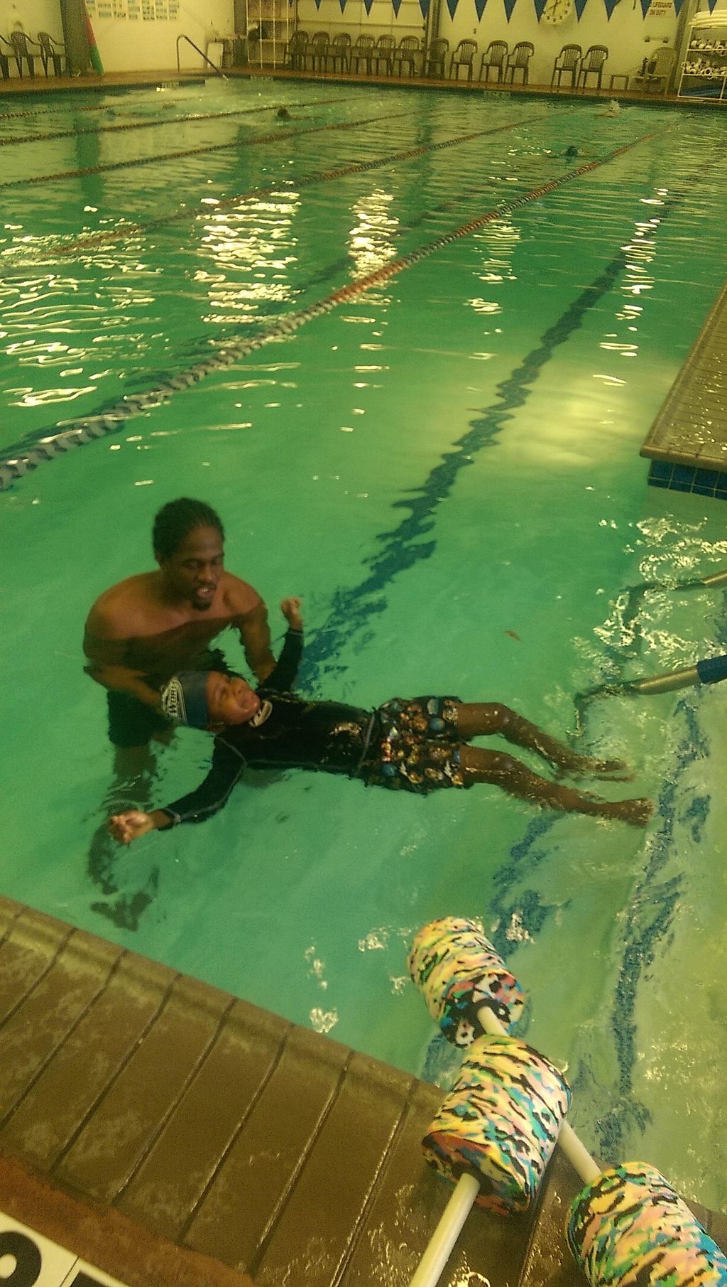 Teaching my son to float. 