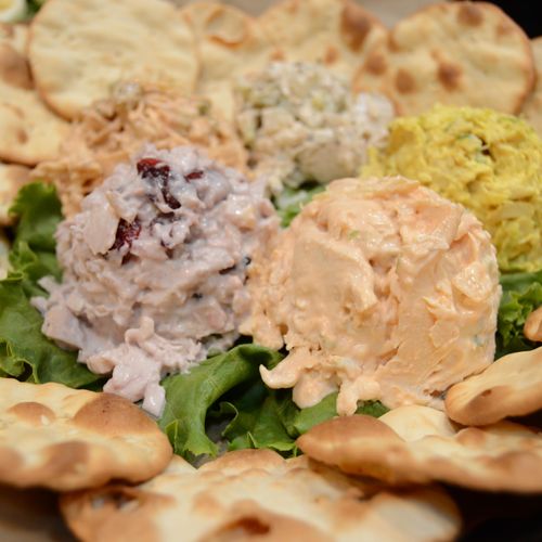 Many flavors of our famous chicken salad. Raspberr