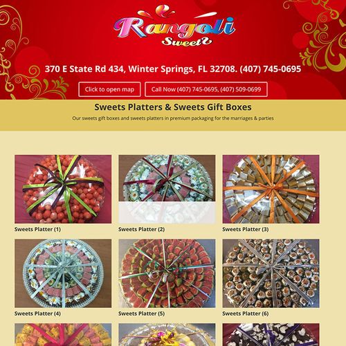 Rangoli Sweets Website Homepage