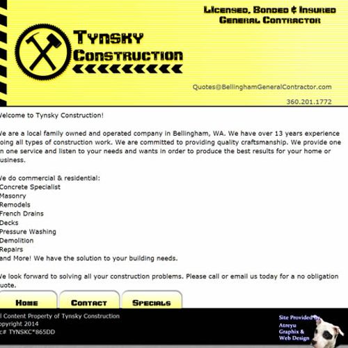 Tynsky Construction Webiste