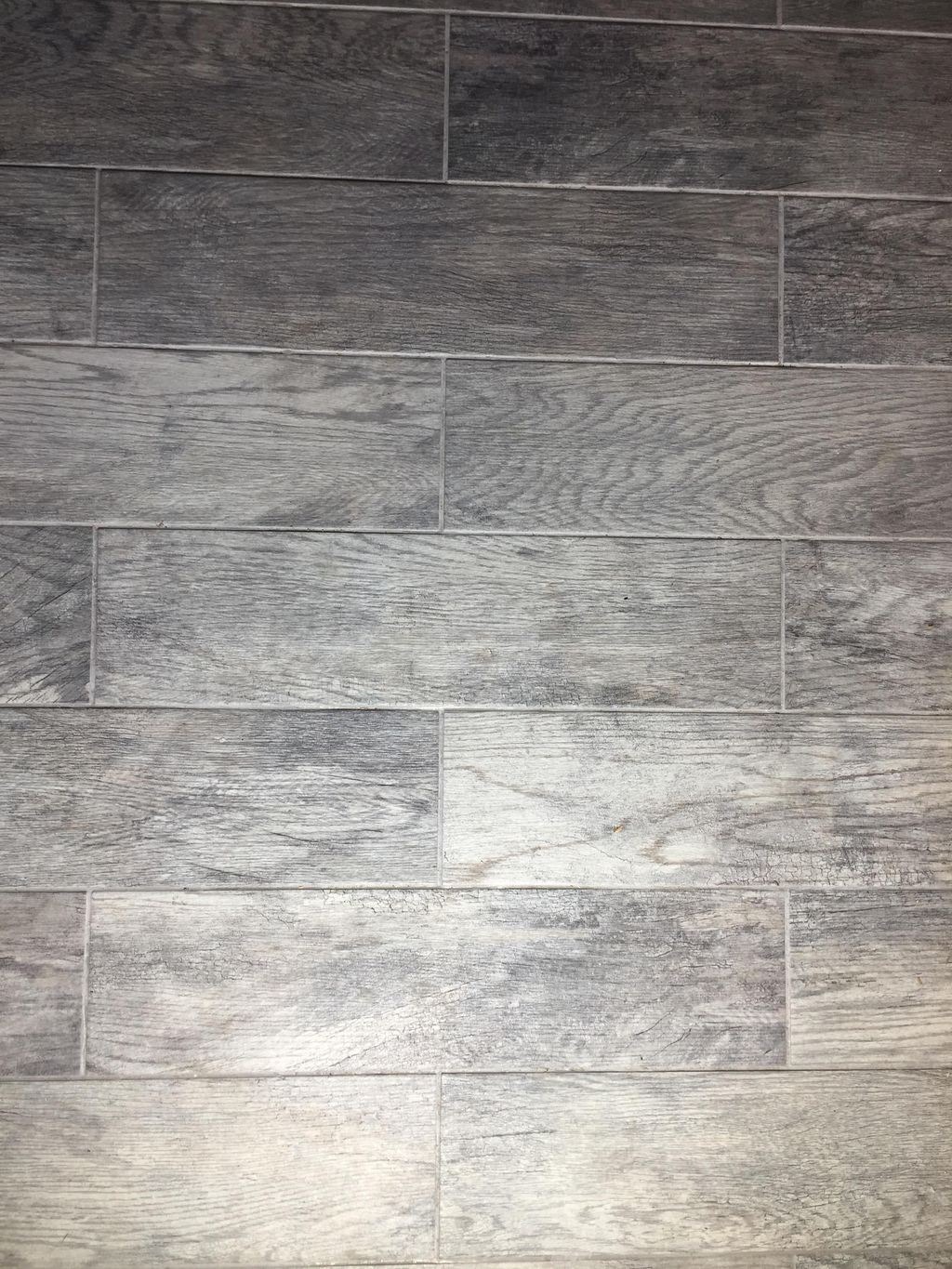 Barn wood style ceramic plank flooring, great for 