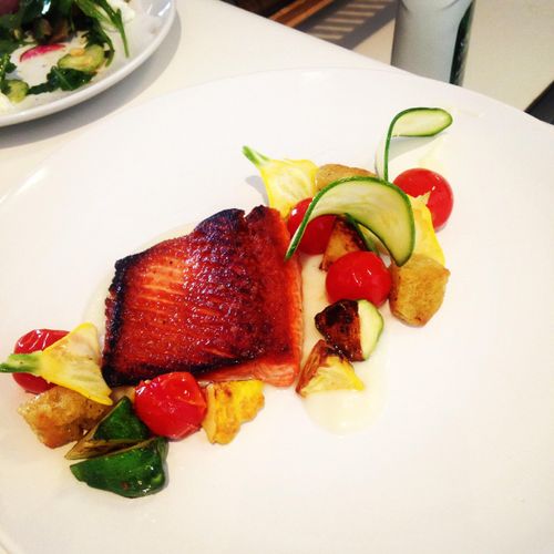 Pan seared sustainable wild salmon, with summer sq