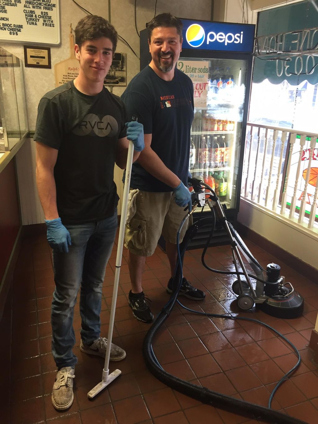 A commercial Tile Job. Great help from my son. 