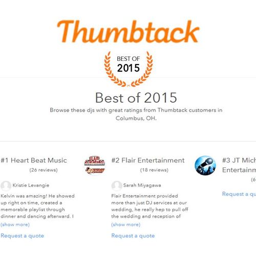 We're proud to be considered as one of Thumbtack's