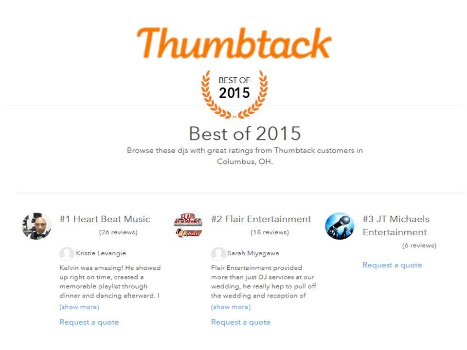 We're proud to be considered as one of Thumbtack's