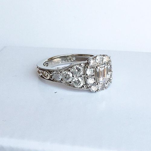 Cluster Diamond Ring w/ Two Tone 14k Yellow and Wh