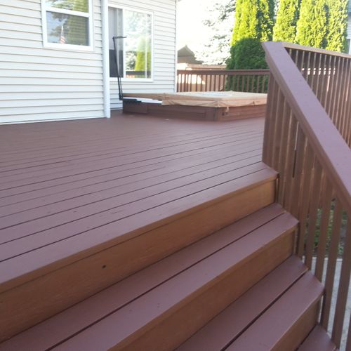 Newly stained deck. Check out our website for befo