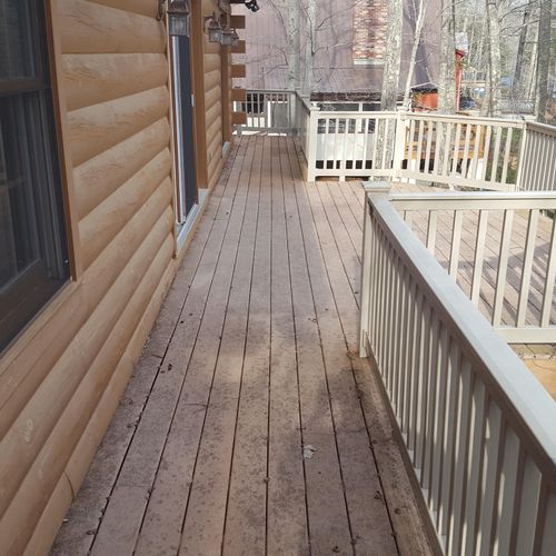 before soft wash treatment of composite decking