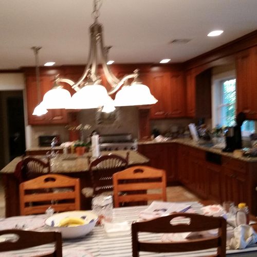 Reinstalled fixture over dining room table and adj