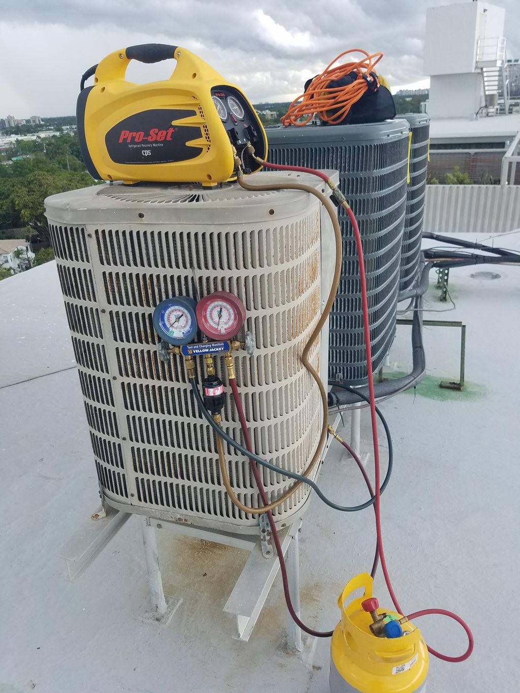 Refrigerant recovery for compressor replacement.