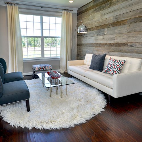Living room with barnwood accent wall