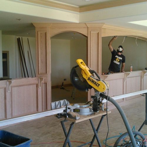 Detailing bar panelling with arches