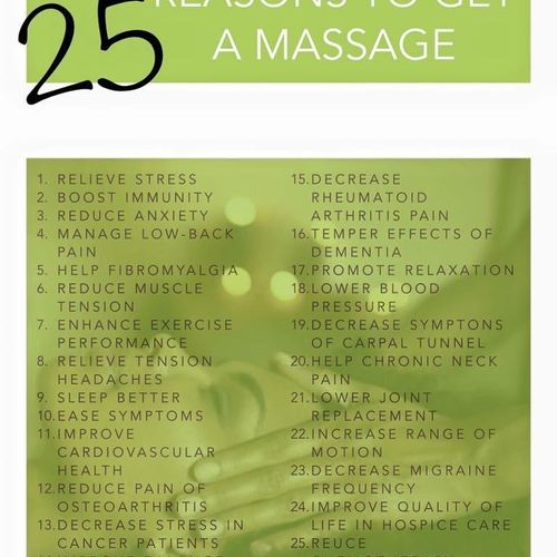 Need a reason to get a massage?? Here’s 25! 