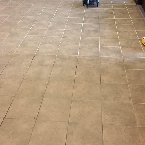 Half way through Tile & Grout Cleaning