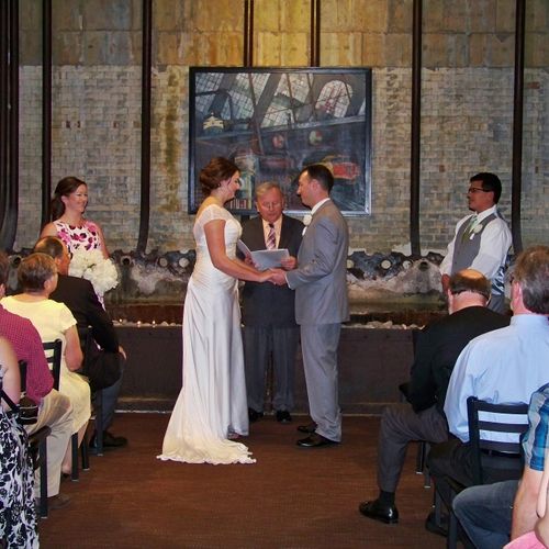 Intimate wedding at Steam Plant Square, Spokane, W