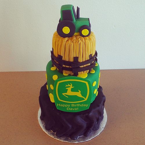 John Deere Tractor Themed Birthday Cake