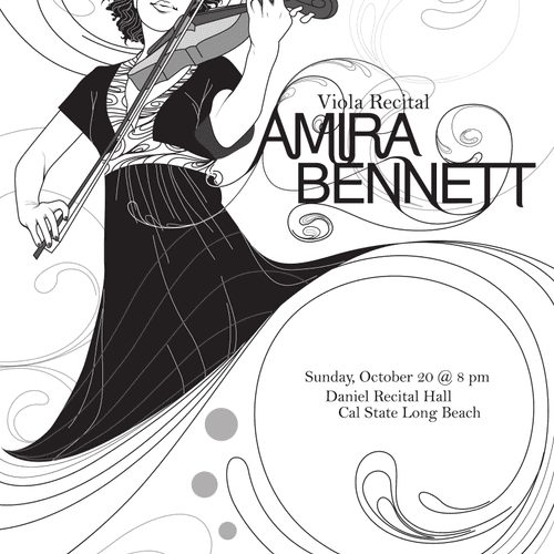 Flyer design for Amira Bennett's Viola recital. I 