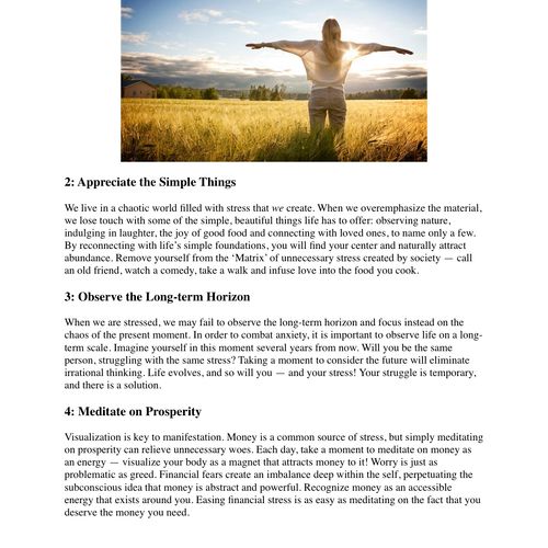 Part 2, 'Be Simple: Stress-Free Living' Article fo