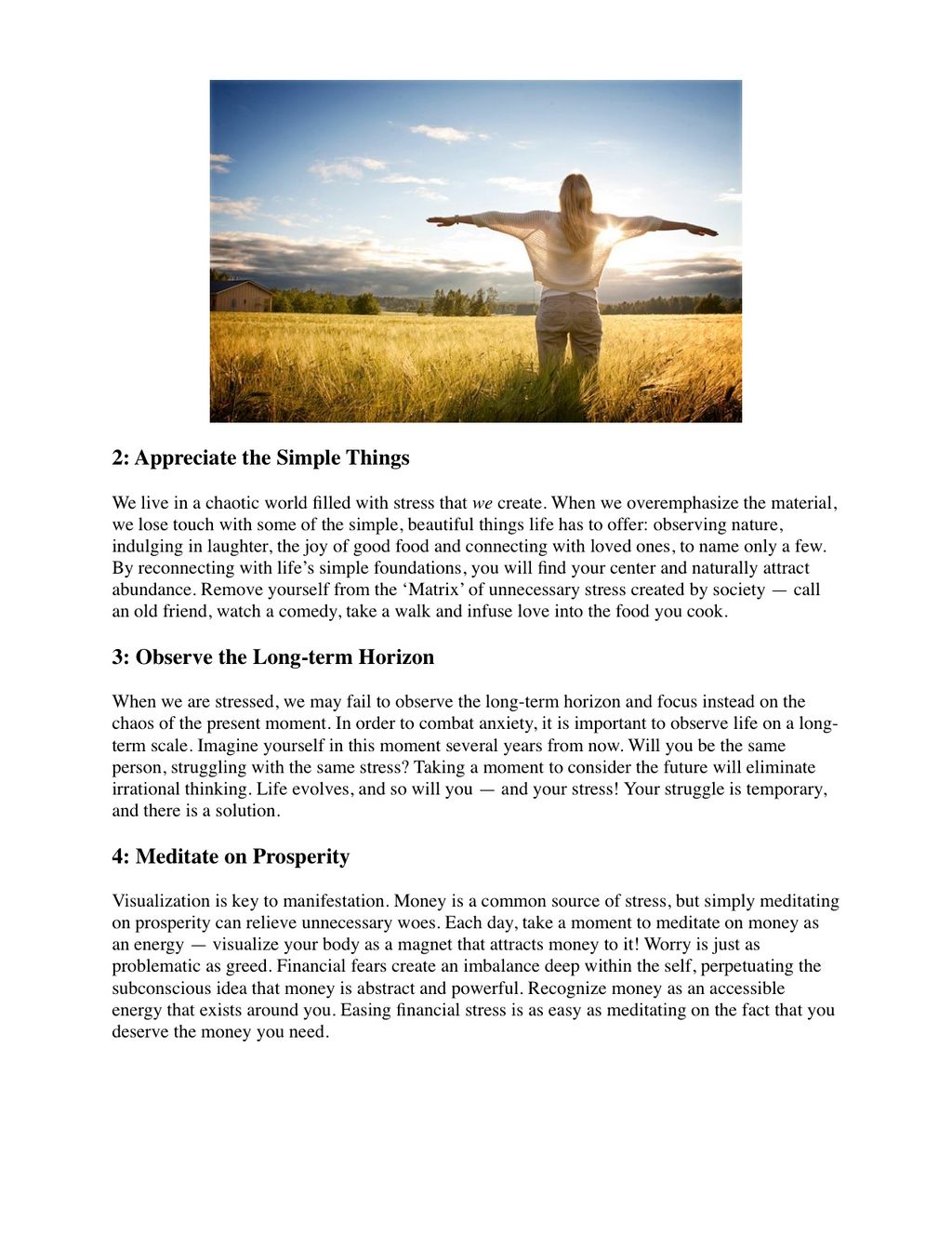 Part 2, 'Be Simple: Stress-Free Living' Article fo