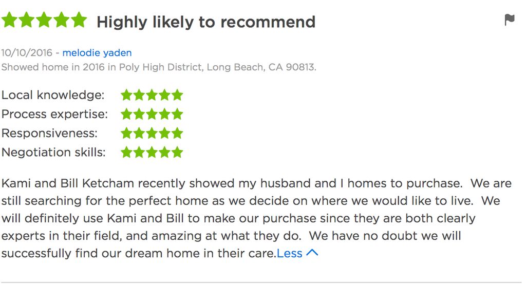 Review on Zillow from a client.