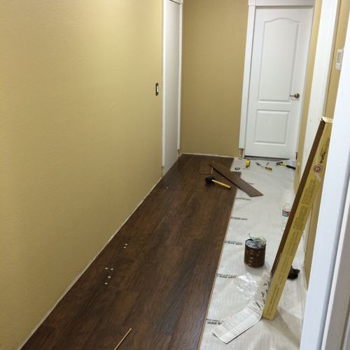 Remodeling process, painted all moulding, doors, a