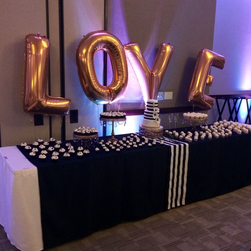 Cupcake Table at Black & White Themed Wedding at t