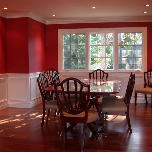 Interior painting with a bold accent color.