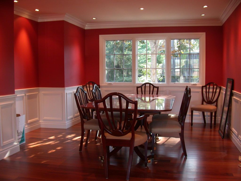 Interior painting with a bold accent color.