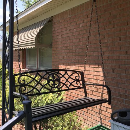 Installed porch swing 