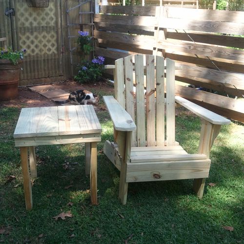 Adirondack chair and table