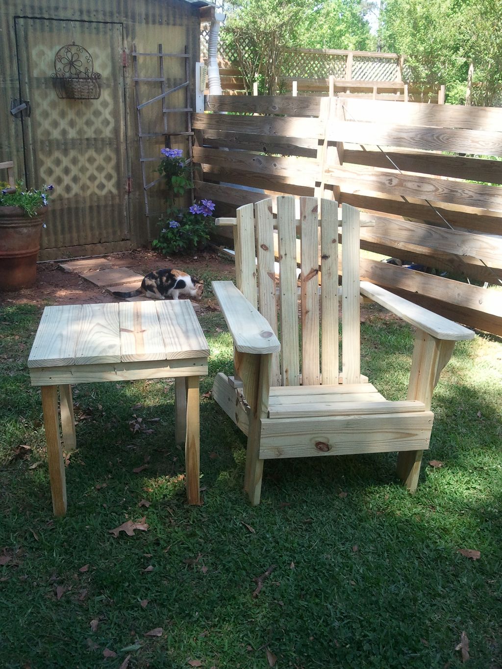 Adirondack chair and table