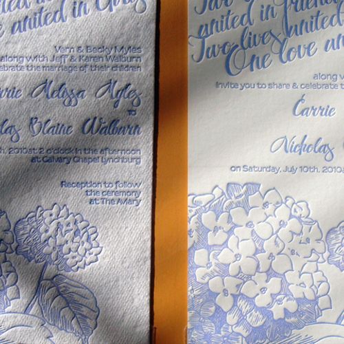 Letterpress wedding invitations, designed and prin