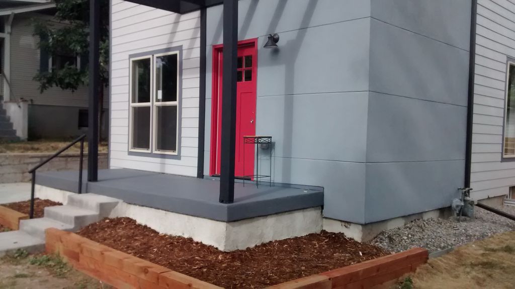 finished cement and front door