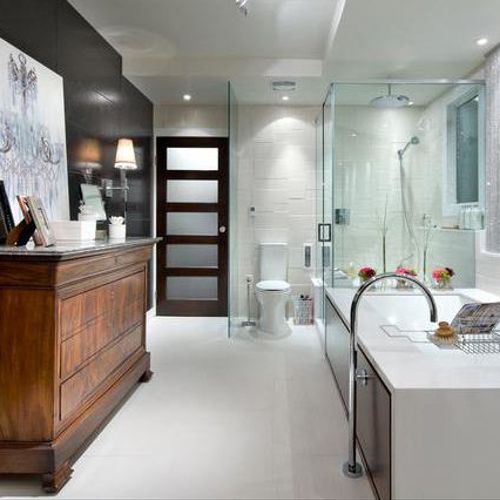 Bathroom design by EJ, install and cabinetry by Un