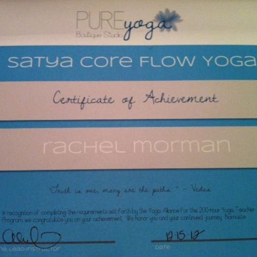 First 200 hour yoga certificate
