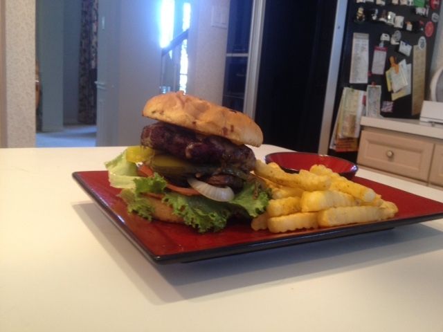 Venison Turkey Burger with Bacon and Chipotle Chee