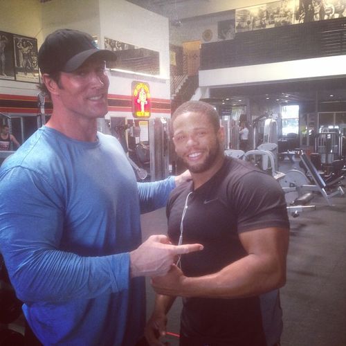Mr. Universe and myself training arms