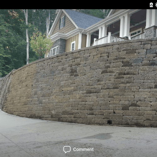 Residential retaining wall.  180' long;  tallest p